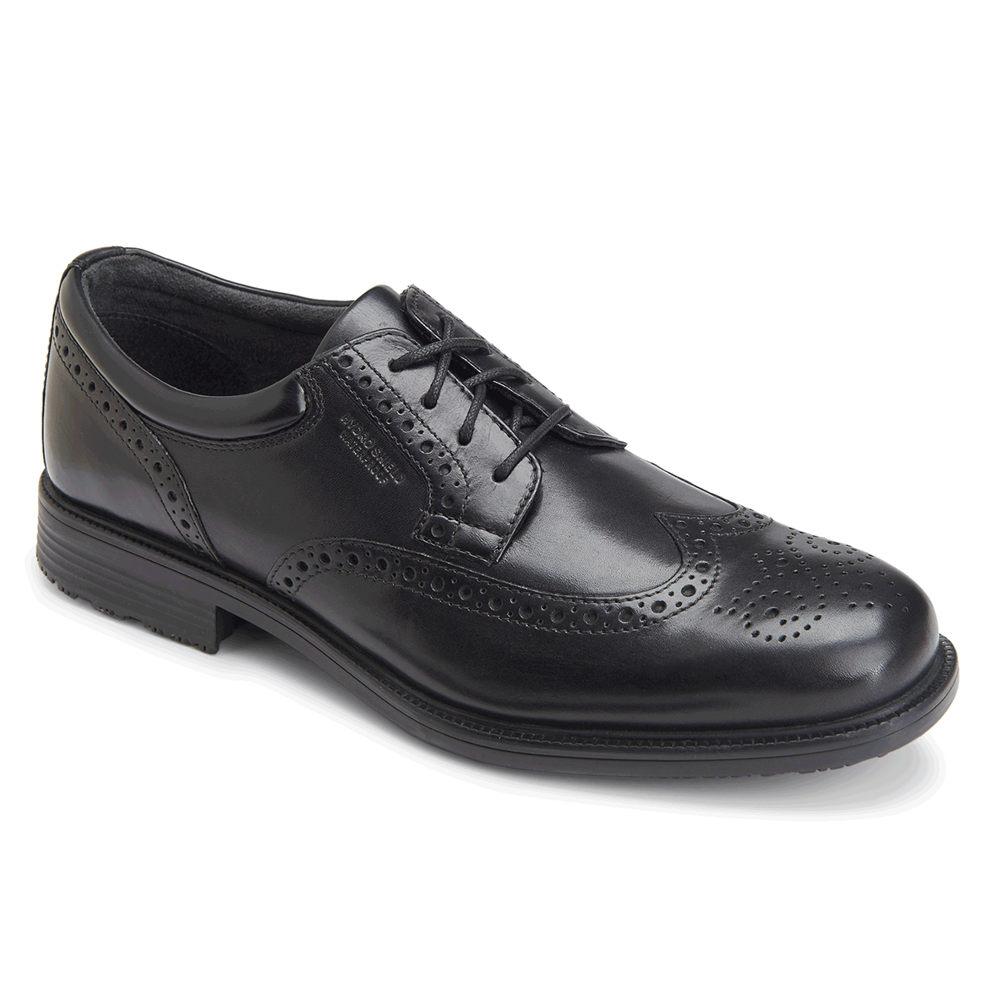 Rockport Mens Lead the Pack Waterproof Wingtip - Dress Shoes Black - LHE750486